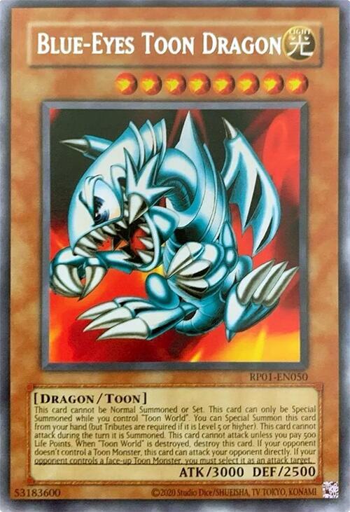 Blue-Eyes Toon Dragon RP01-EN050 card from Retro Pack (2020 Date Reprint)