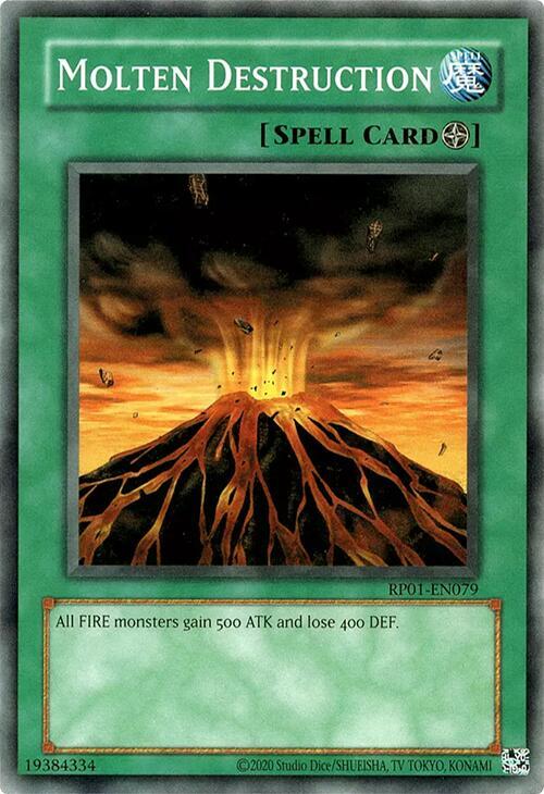 Molten Destruction RP01-EN079 card from Retro Pack (2020 Date Reprint)