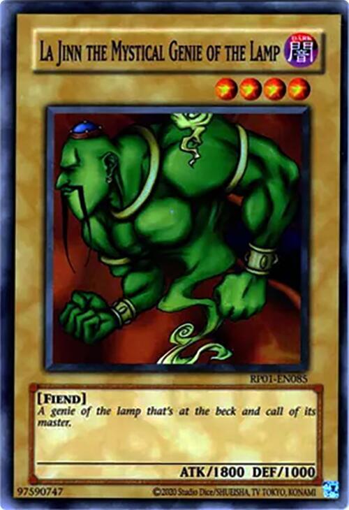 La Jinn the Mystical Genie of the Lamp RP01-EN085 card from Retro Pack (2020 Date Reprint)