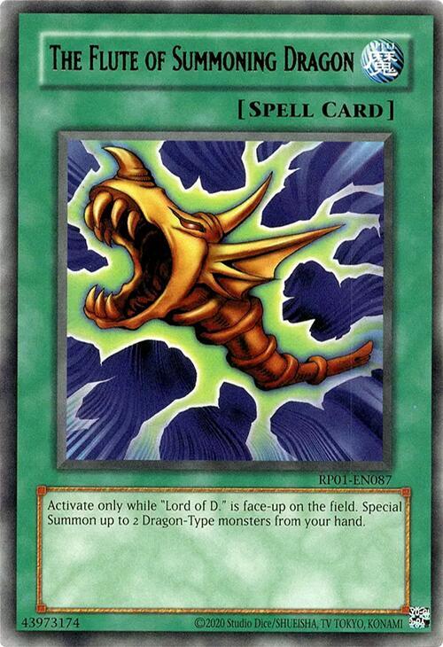 The Flute of Summoning Dragon RP01-EN087 card from Retro Pack (2020 Date Reprint)