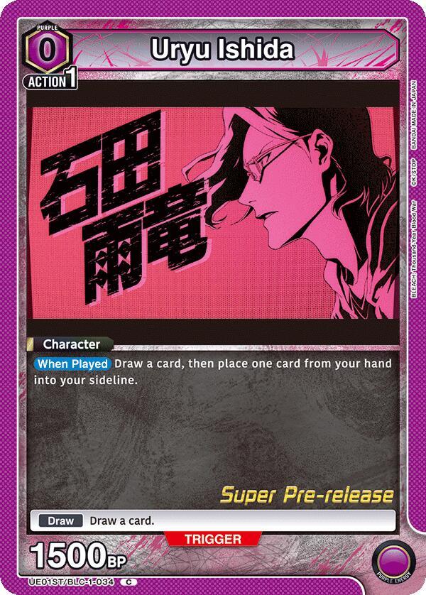 Uryu Ishida UE01ST/BLC-1-034 card from UE01ST: BLEACH: Thousand-Year Blood War Super Pre-Release Starter Deck