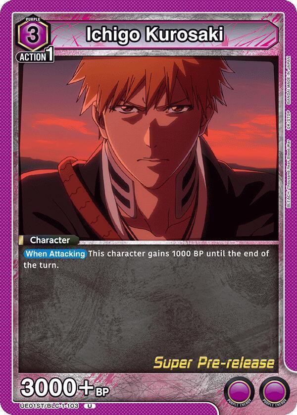 Ichigo Kurosaki UE01ST/BLC-1-103 card from UE01ST: BLEACH: Thousand-Year Blood War Super Pre-Release Starter Deck