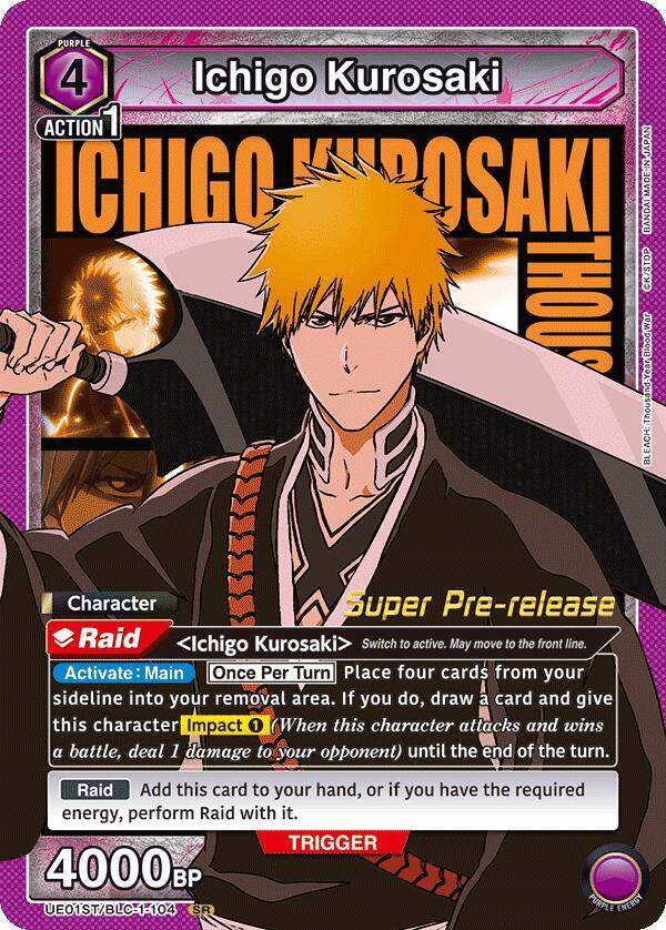 Ichigo Kurosaki UE01ST/BLC-1-104 card from UE01ST: BLEACH: Thousand-Year Blood War Super Pre-Release Starter Deck