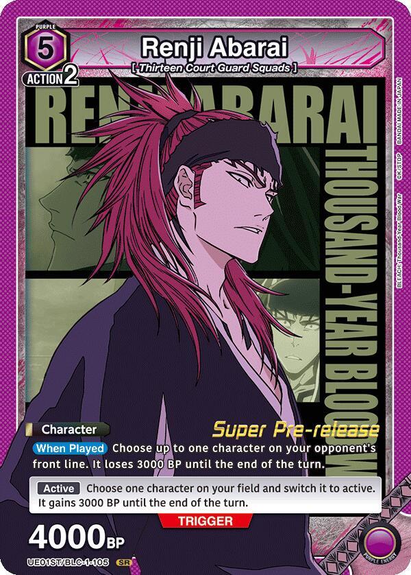 Renji Abarai UE01ST/BLC-1-105 card from UE01ST: BLEACH: Thousand-Year Blood War Super Pre-Release Starter Deck