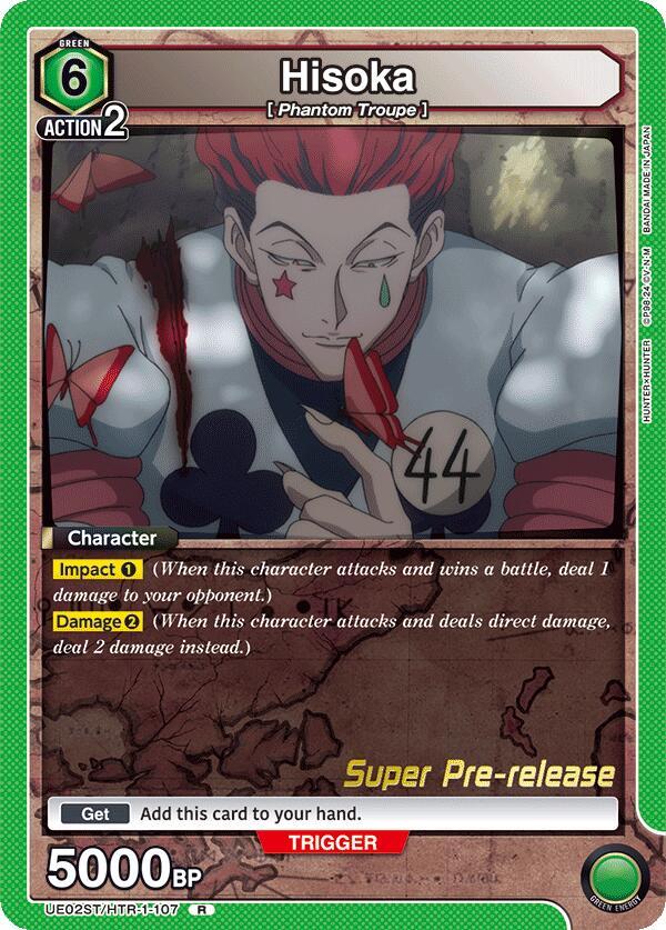 Hisoka UE02ST/HTR-1-107 card from UE02ST: HUNTER X HUNTER Super Pre-Release Starter Deck