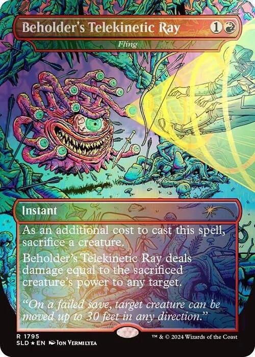 Beholder's Telekinetic Ray - Fling (Rainbow Foil) 1795 card from Secret Lair Drop Series
