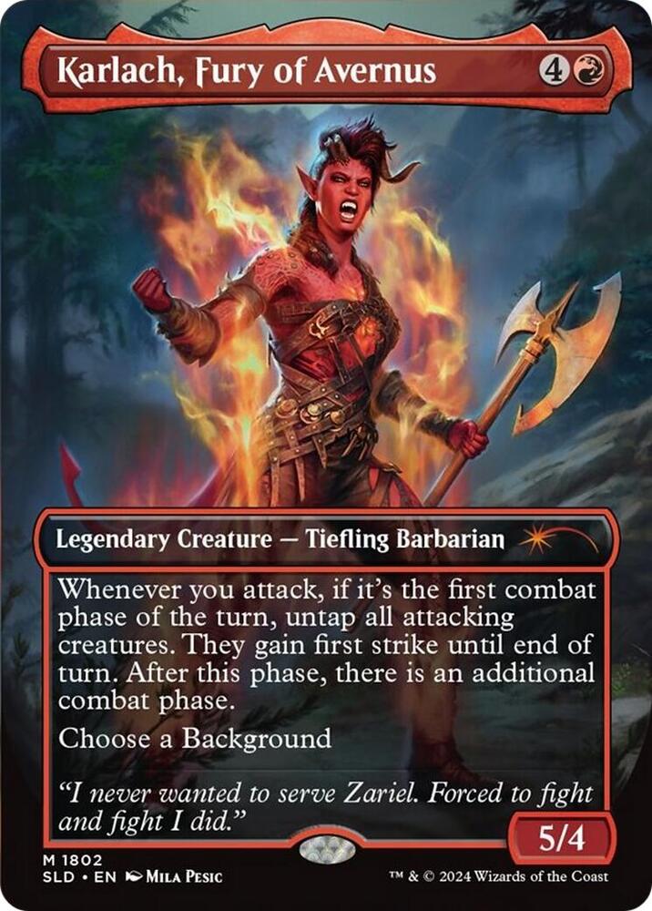 Karlach, Fury of Avernus 1802 card from Secret Lair Drop Series