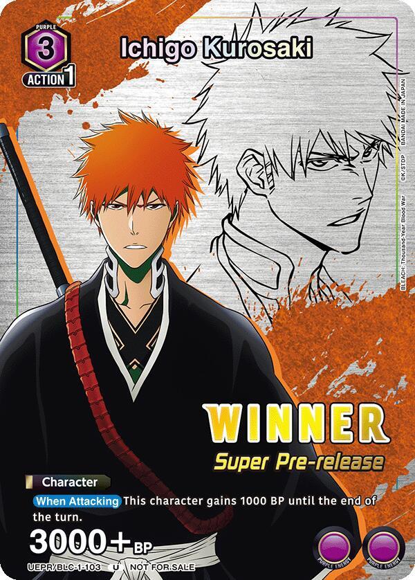 Ichigo Kurosaki (Super Pre-Release Winner) UE01ST/BLC-1-103 card from UE01ST: BLEACH: Thousand-Year Blood War Super Pre-Release Starter Deck