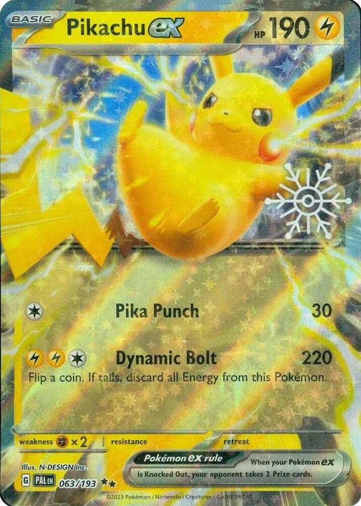 Pikachu ex (Holiday Calendar) 063/193 card from Miscellaneous Cards & Products