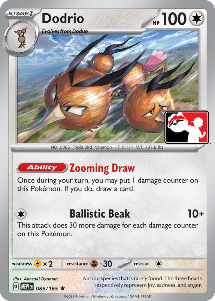 Dodrio 085/165 card from Prize Pack Series Cards