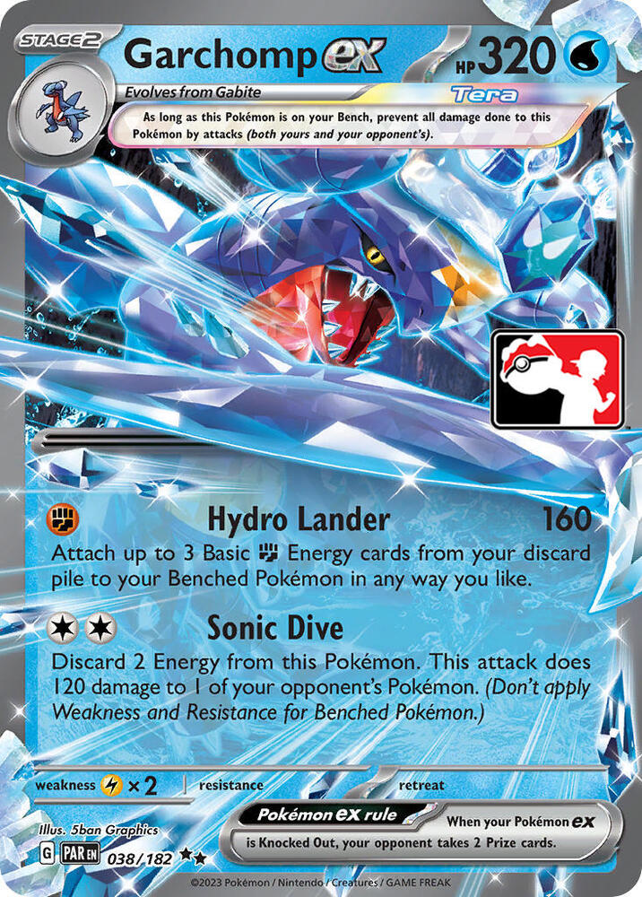 Garchomp ex 038/182 card from Prize Pack Series Cards