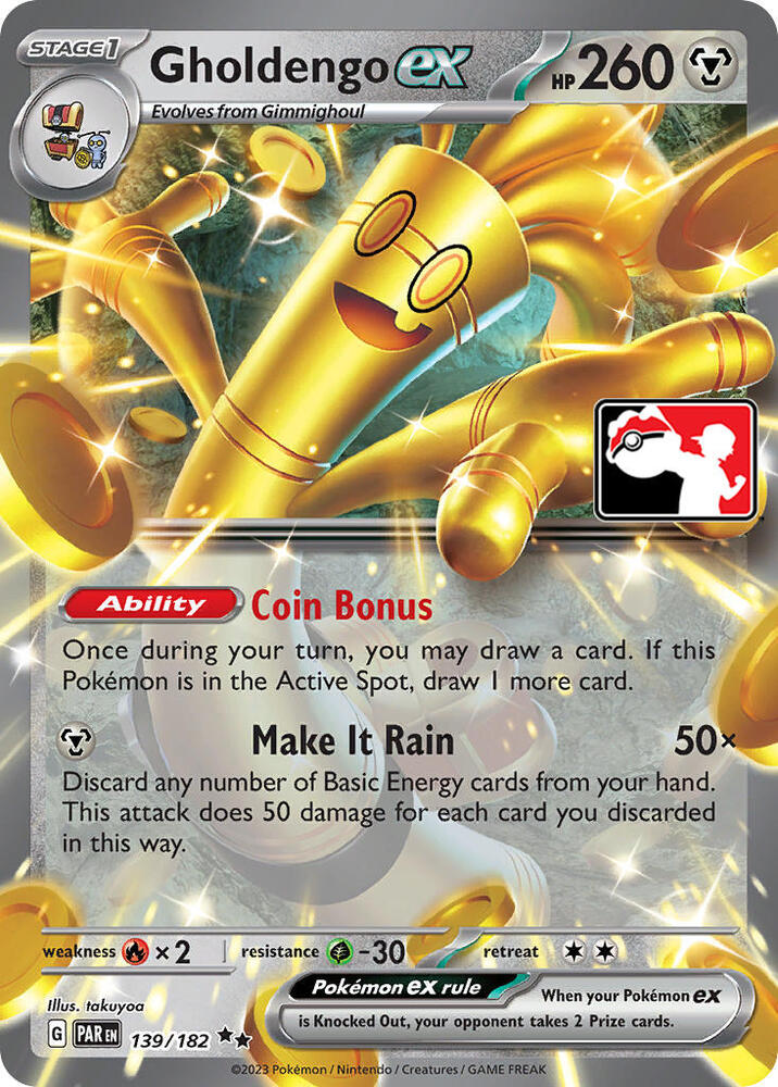 Gholdengo ex 139/182 card from Prize Pack Series Cards