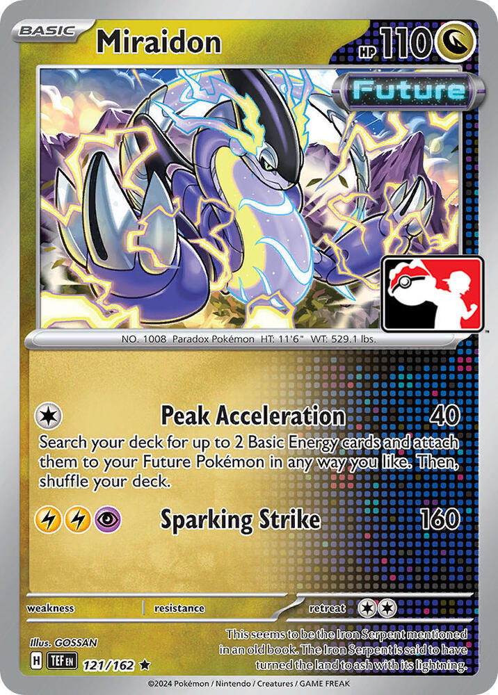 Miraidon 121/162 card from Prize Pack Series Cards