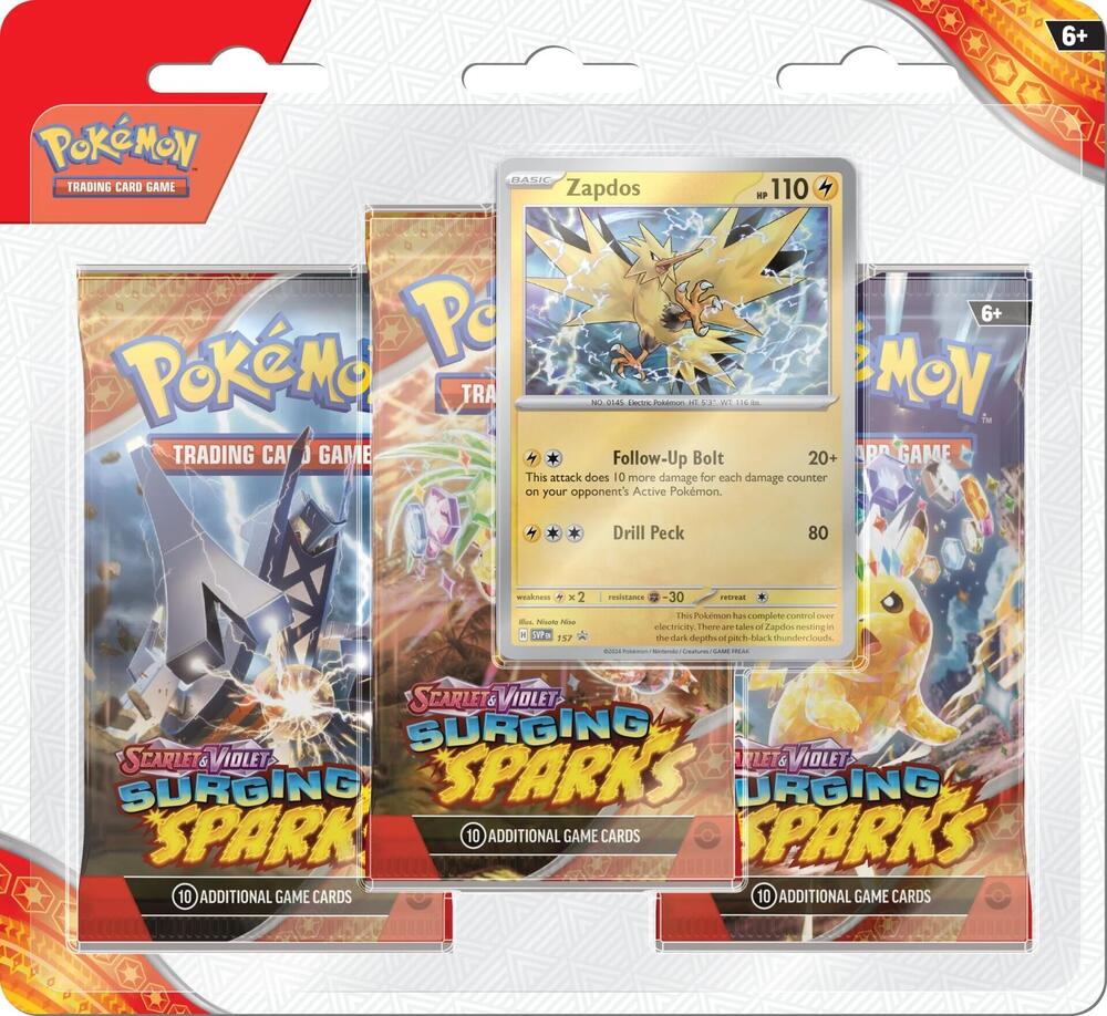 Surging Sparks 3 Pack Blisters [Zapdos] card from SV08: Surging Sparks