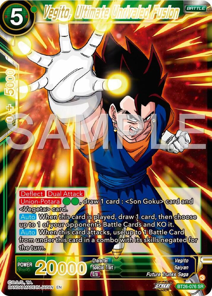 Vegito, Ultimate Unrivaled Fusion BT26-076 card from Ultimate Advent