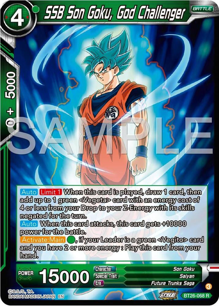 SSB Son Goku, God Challenger BT26-068 card from Ultimate Advent