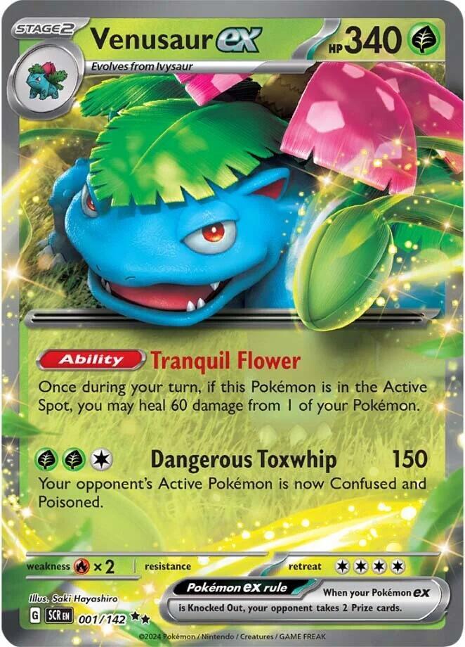 Venusaur ex 001/142 card from SV07: Stellar Crown