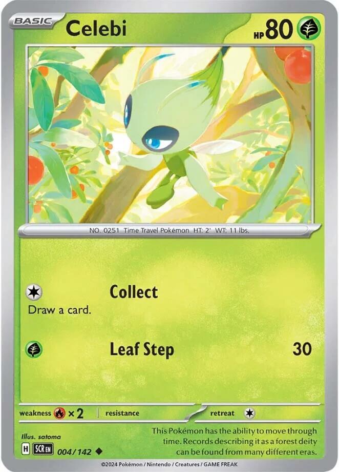 Celebi 004/142 card from SV07: Stellar Crown