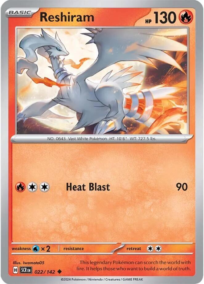 Reshiram 022/142 card from SV07: Stellar Crown