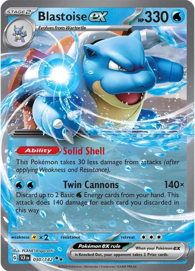 Blastoise ex 030/142 card from SV07: Stellar Crown