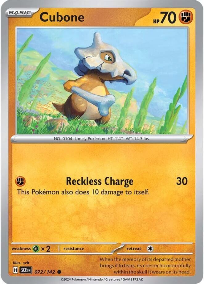 Cubone 072/142 card from SV07: Stellar Crown