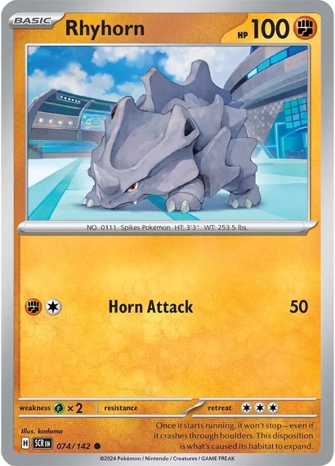 Rhyhorn 074/142 card from SV07: Stellar Crown