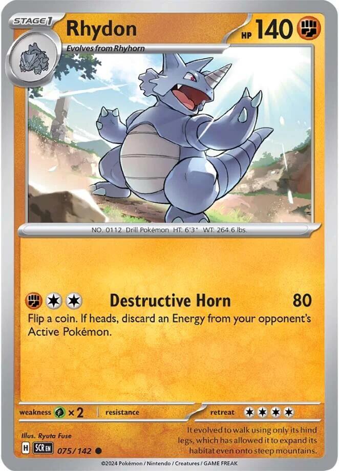 Rhydon 075/142 card from SV07: Stellar Crown