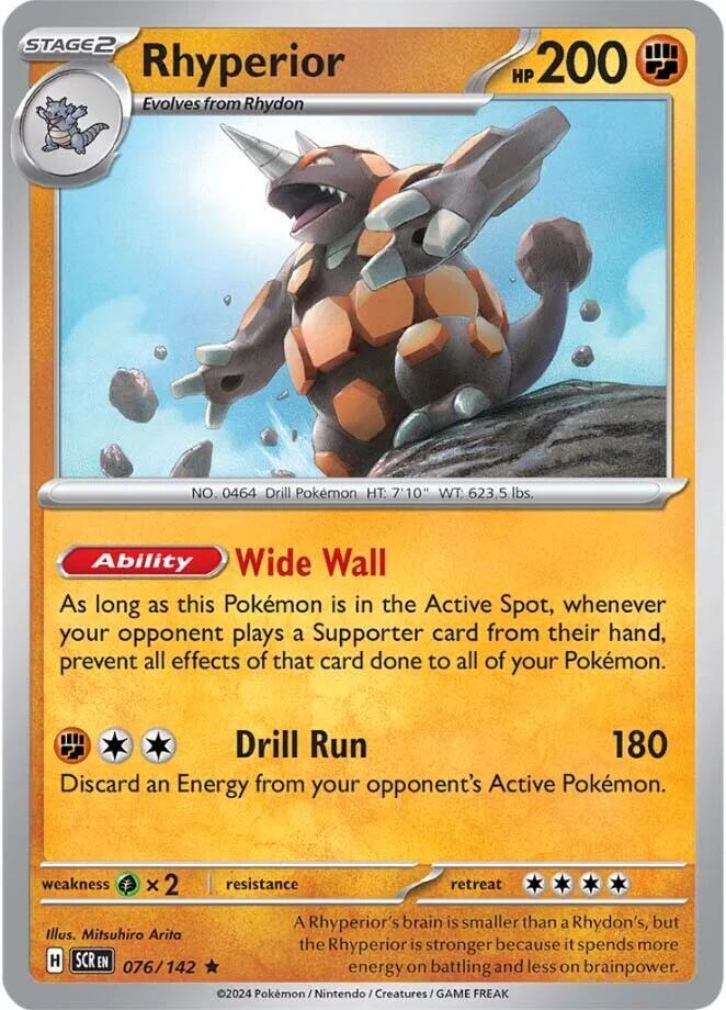 Rhyperior 076/142 card from SV07: Stellar Crown