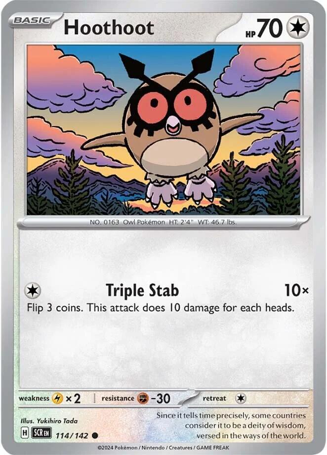 Hoothoot 114/142 card from SV07: Stellar Crown