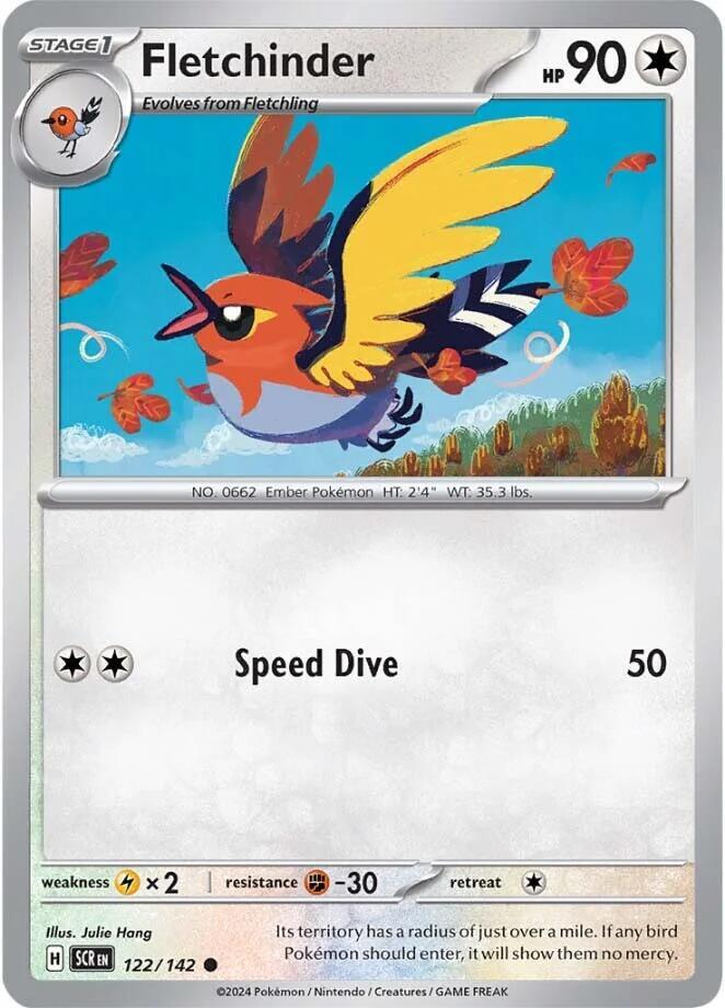 Fletchinder 122/142 card from SV07: Stellar Crown