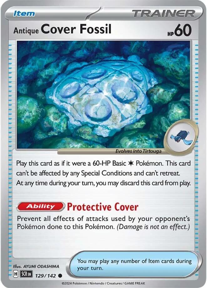 Antique Cover Fossil 129/142 card from SV07: Stellar Crown
