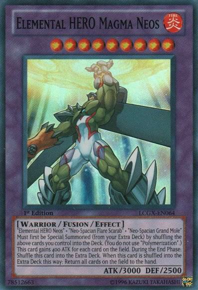 Elemental HERO Magma Neos LCGX-EN064 card from Legendary Collection 2