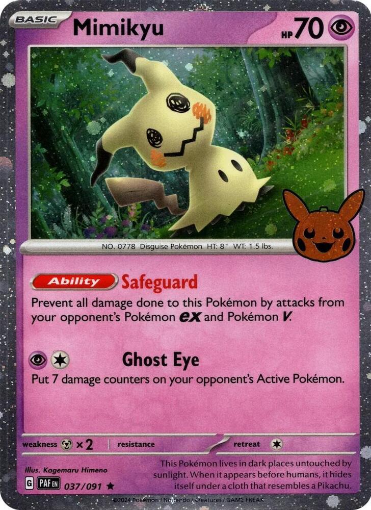 Mimikyu (Cosmos Holo) 037/091 card from Trick or Trade BOOster Bundle 2024