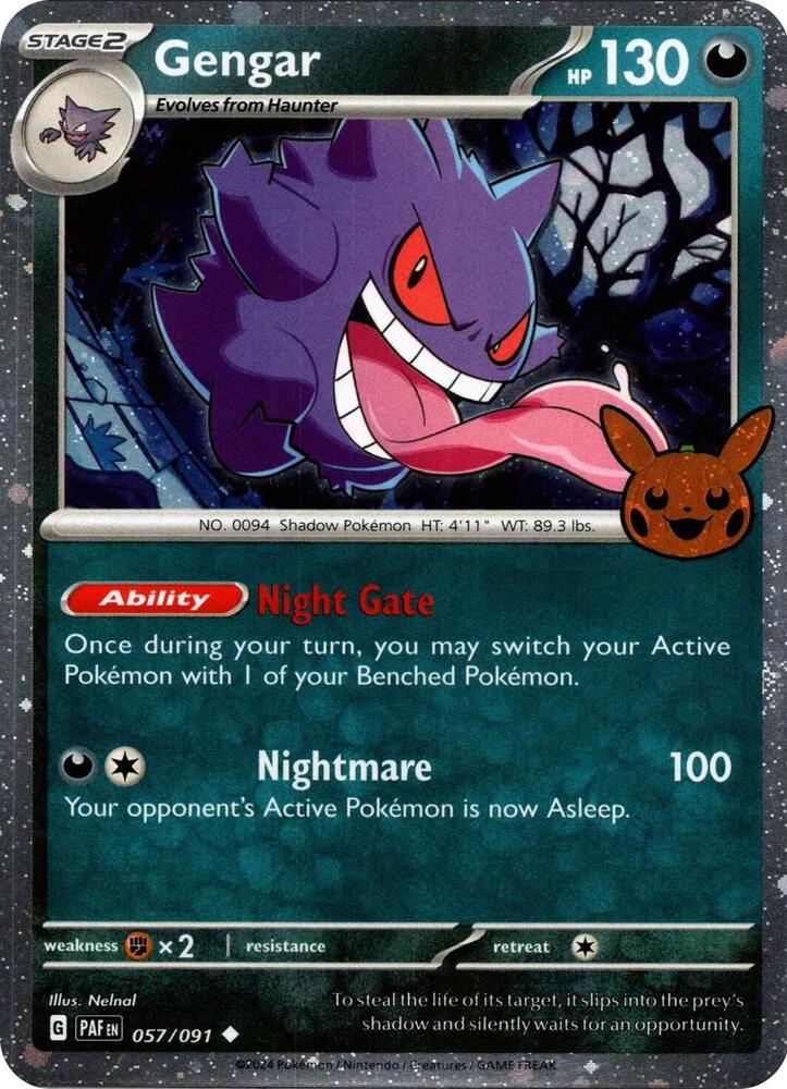 Gengar (Cosmos Holo) 057/091 card from Trick or Trade BOOster Bundle 2024