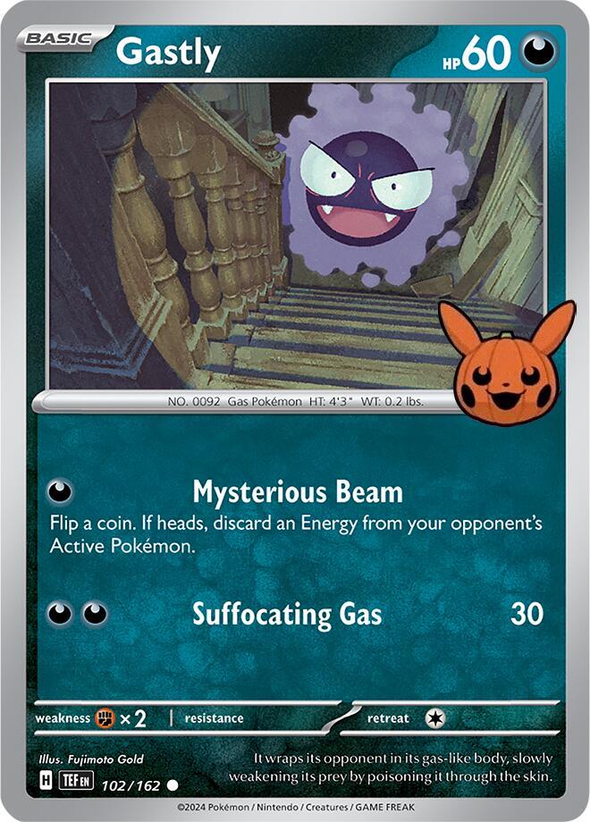 Gastly 102/162 card from Trick or Trade BOOster Bundle 2024