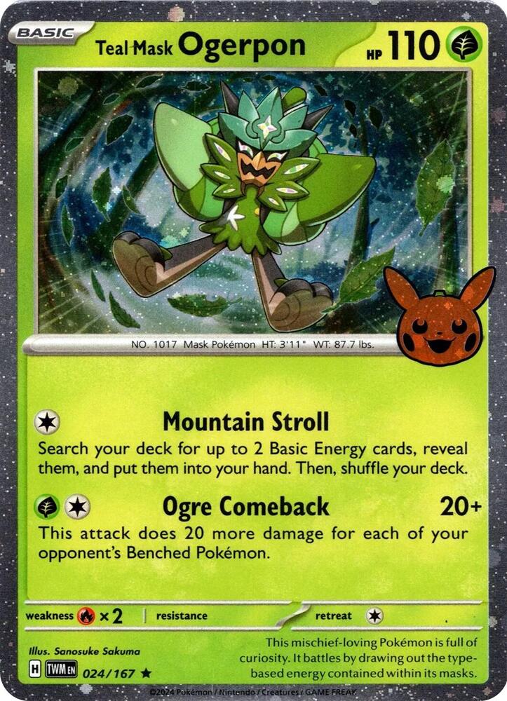 Teal Mask Ogerpon (Cosmos Holo) 024/167 card from Trick or Trade BOOster Bundle 2024