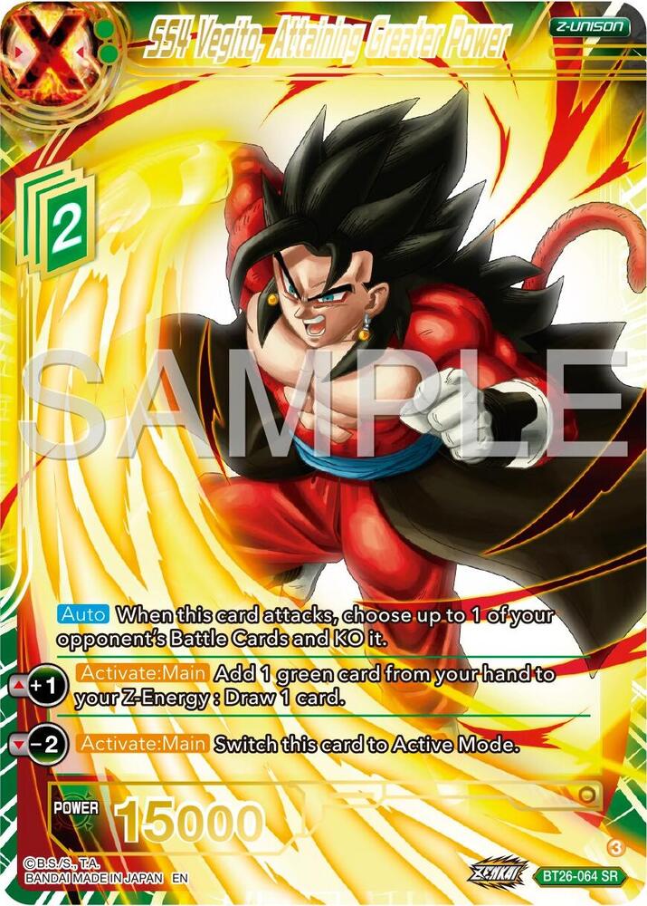 SS4 Vegito, Attaining Greater Power BT26-064 card from Ultimate Advent