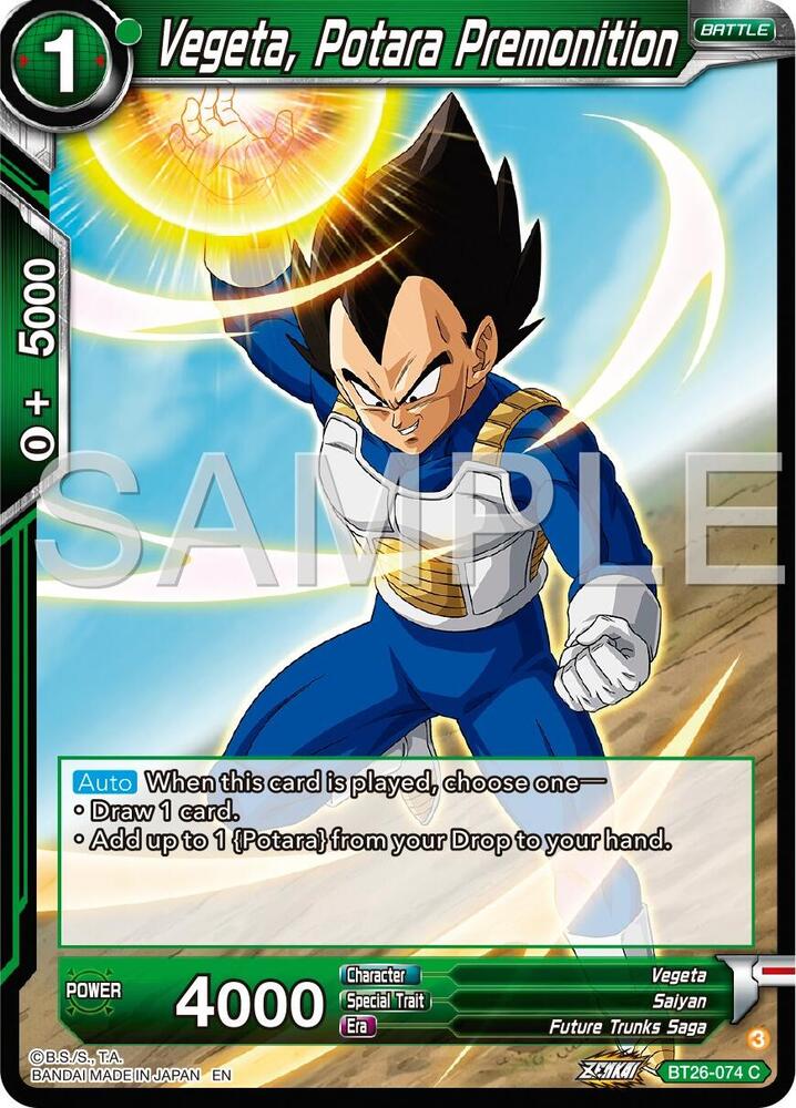 Vegeta, Potara Premonition BT26-074 card from Ultimate Advent