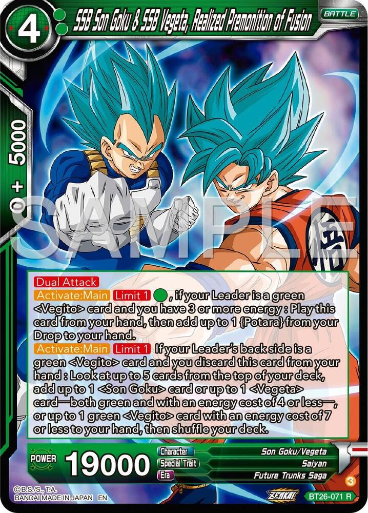 SSB Son Goku & SSB Vegeta, Realized Premonition of Fusion BT26-071 card from Ultimate Advent