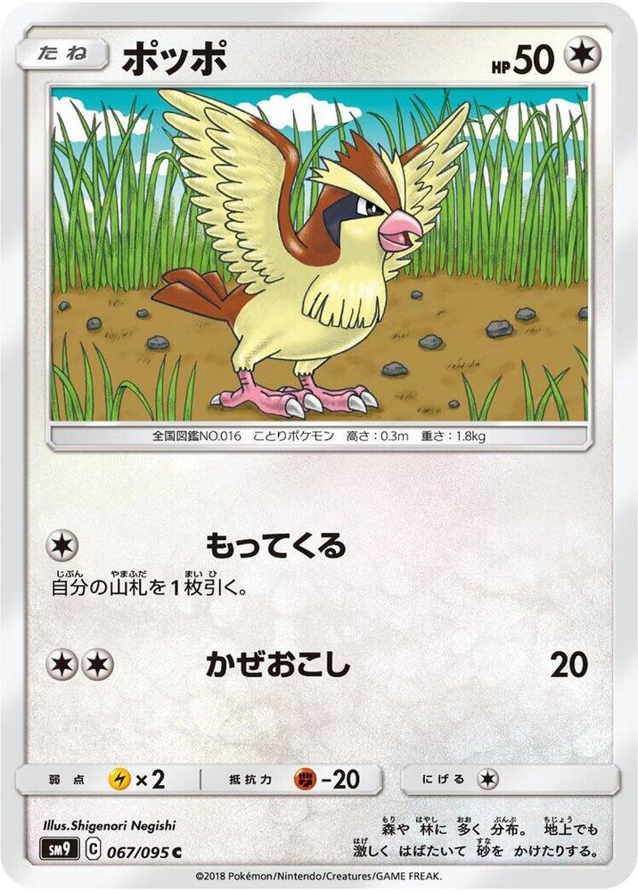 Pidgey 067/095 card from SM9: Tag Bolt