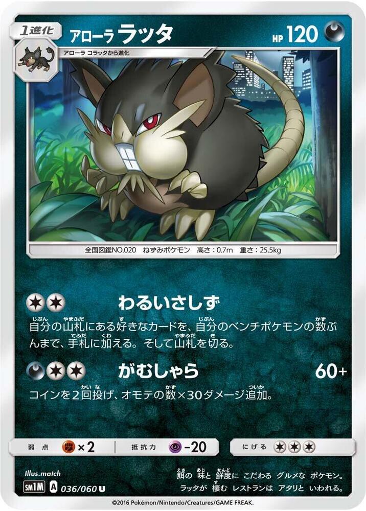 Alolan Raticate 036/060 card from SM1M: Collection Moon