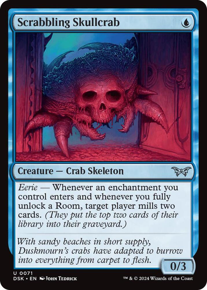 Scrabbling Skullcrab 71 card from Duskmourn: House of Horror