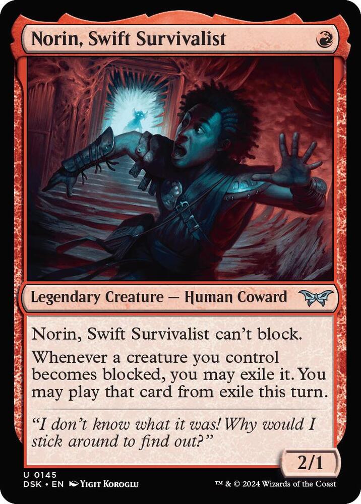 Norin, Swift Survivalist 145 card from Duskmourn: House of Horror