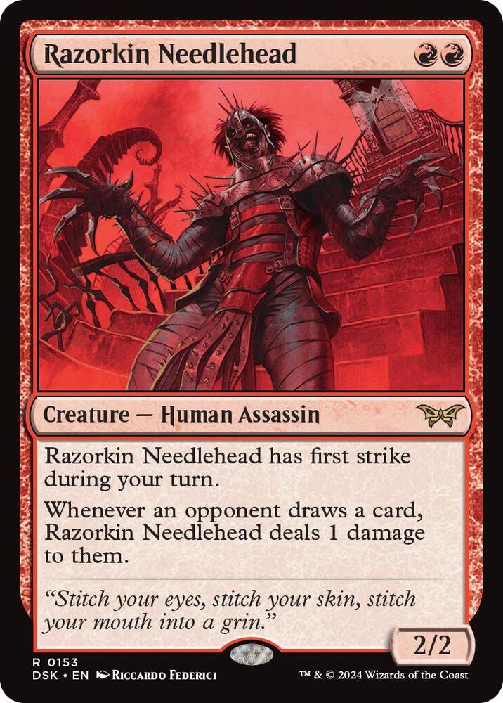Razorkin Needlehead 153 card from Duskmourn: House of Horror