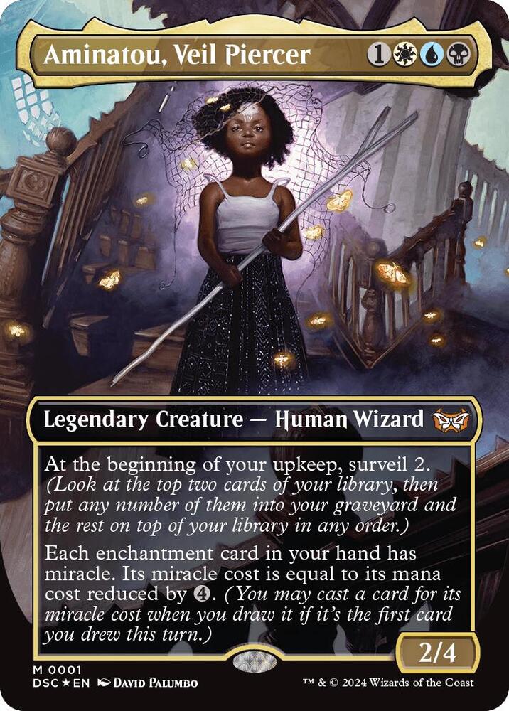 Aminatou, Veil Piercer (Borderless) 1 card from Commander: Duskmourn: House of Horror