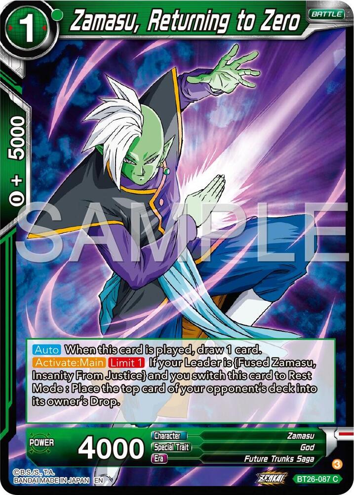 Zamasu, Returning to Zero BT26-087 card from Ultimate Advent