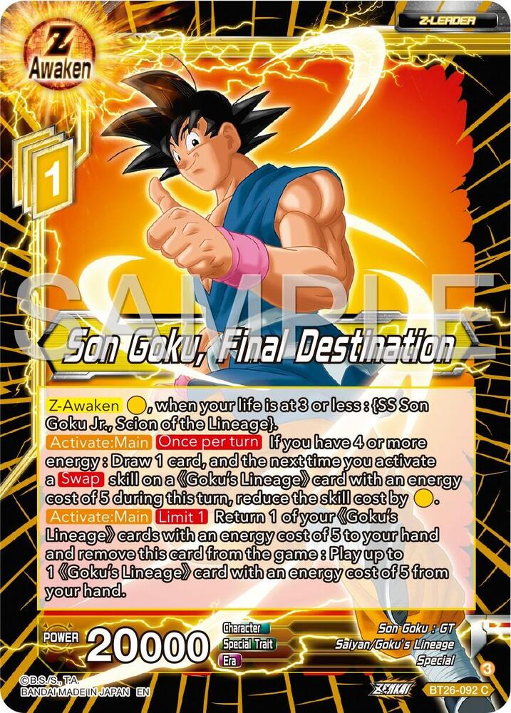 Son Goku, Final Destination BT26-092 card from Ultimate Advent