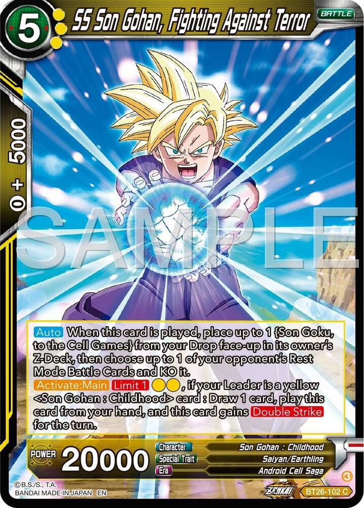 SS Son Gohan, Fighting Against Terror BT26-102 card from Ultimate Advent