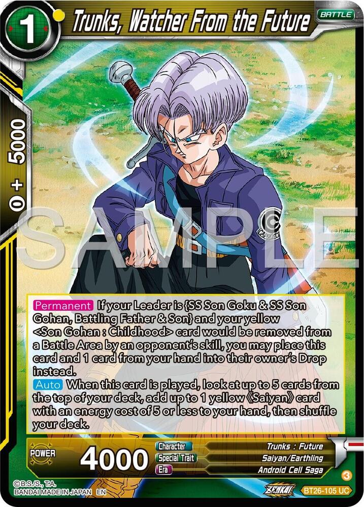 Trunks, Watcher From the Future BT26-105 card from Ultimate Advent