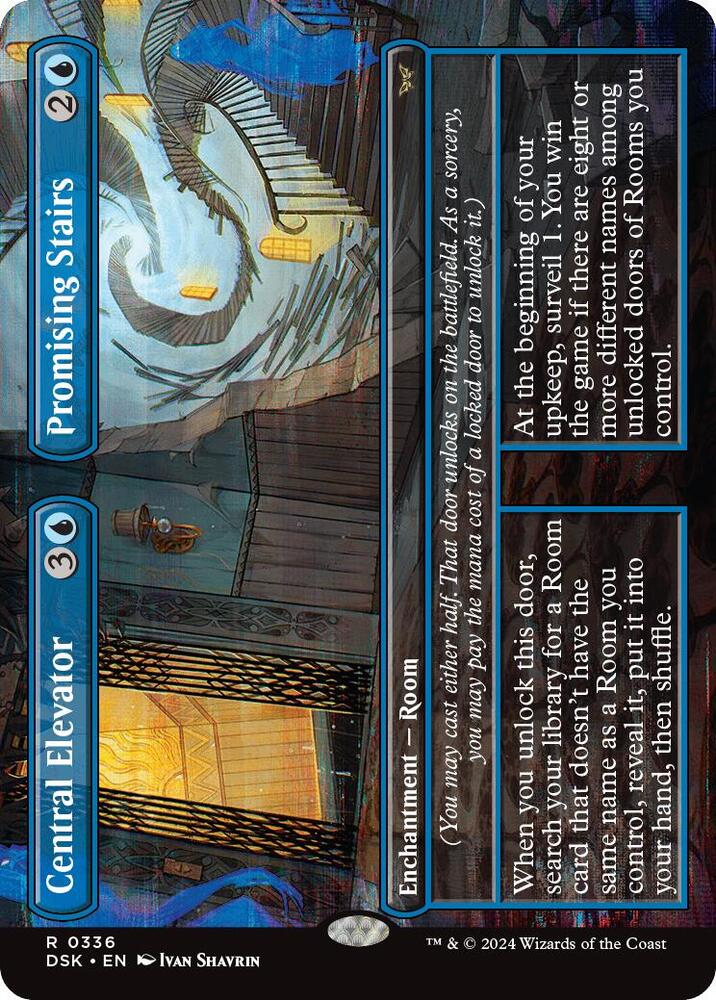 Central Elevator // Promising Stairs (Borderless) 336 card from Duskmourn: House of Horror